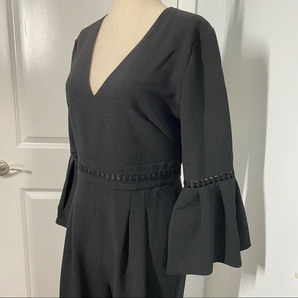 Eliza J Bell Sleeve Wide Leg Jumpsuit, Black size 6 - Picture 6 of 10